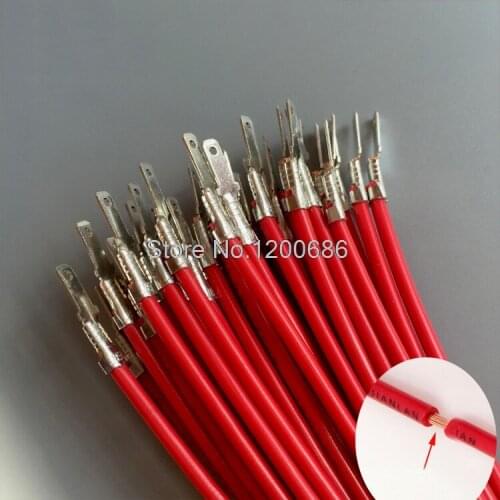 10CM plugs 4.8mm Crimp Terminal male Spade Connector cable 50 piece red 0.5MM2 wire