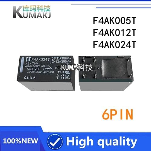 2PCS/LOT New Relay F4AK005T 5VDC F4AK012T 12VDC F4AK024T 24VDC 5V 12V 24V 5A 6PIN
