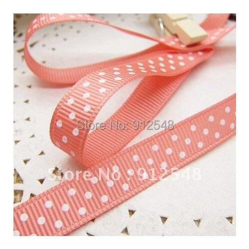 20yards 3/8" 10mm pink Polka Dots Grosgrain Ribbon -Free Shipping,yd10003