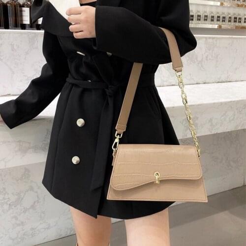 2021 New Design Small Square Leather Underarm Bag Exquisite Female Retro Baguette Bag One Shoulder Bag For Woman