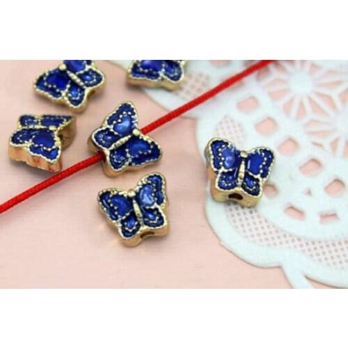 5pcs Buddhist beads accessories butterfly gilt gold dripping oil Plated Findings For Bracelet spacer Jewelry Making DIY g45s