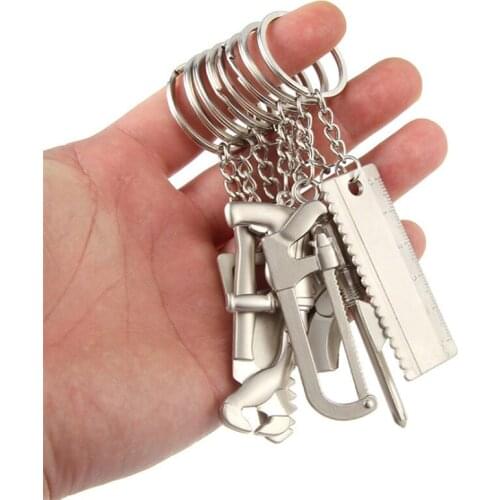 8 style Silver Color Alloy Tool Keyring for Dad Fathers Day Gifts Fashion Screwdriver Hacksaw Hand Tools Ax Pendant Key chains