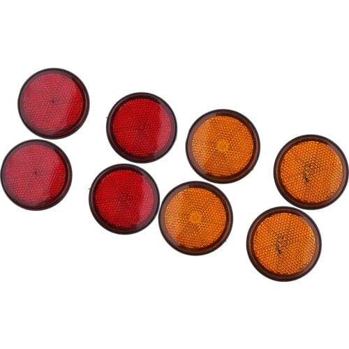 8x Universal Motorcycle Plastic Round Reflective Reflector for ATV Scooter Dirt Bike Go Kart Moped Quad Bike 4 Wheeler RedOrange
