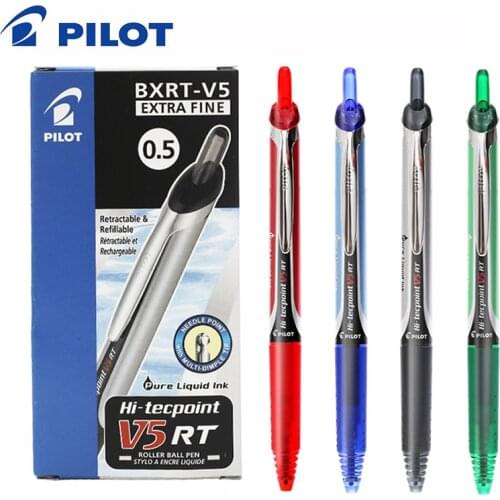 9 Pieces Pilot V5 RT Hi-Tecpoint RollerBall Pen 0.5mm BXRT-V5 4 colors to choose office and school stationery
