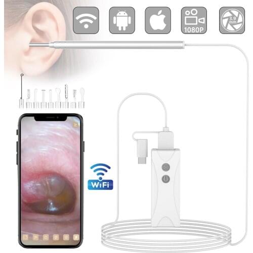 Wireless In Ear Cleaning Endoscope Spoon 2M Pixel WiFi Mini Camera Ear Picker for Adults Kids Android iOS Visual Ear Otoscope