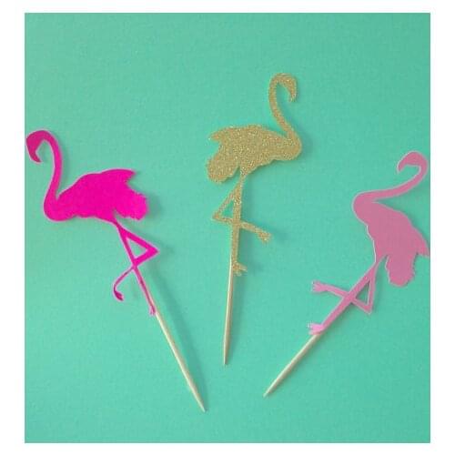 Flamingo glittery Bridal Shower Cupcake Toppers Food Picks toothpick wedding Valentines Day birthday party decorations