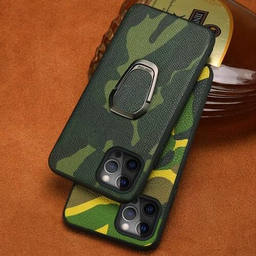 Genuine Camouflage Leather Phone Case for iPhone 12 Pro Max 12 Mini 11 Pro Max X XS Max XR 6 6S 7 8 Plus SE 2020 Magnetic Cover