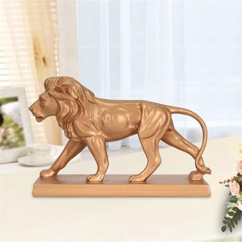 Golden Lion Resin Decorative Crafts Statue Living Room Decor Home Desktop Decoration Art Gift
