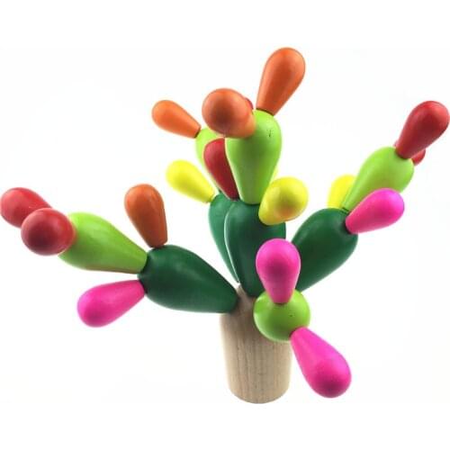 Wooden Cactus Building Blocks DIY Educational Toys Kids Children Game Fun Kids Toys