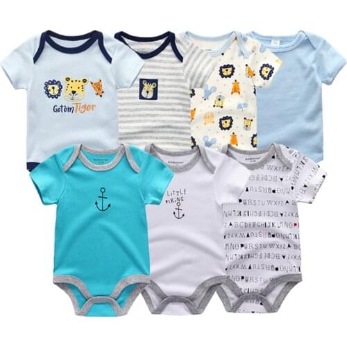 2020 newborn baby boy girl romper short sleeve childrens clothing 7 / piece batch baby jumpsuit newborn cartoon fashion tights