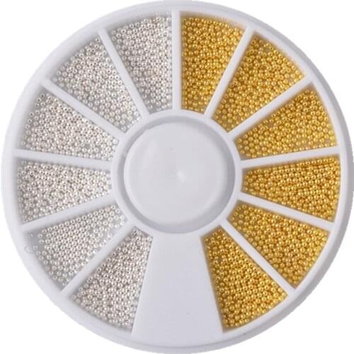 DIY 3D Gold Silver Mix Mini Metal Steel Beads Stainless Caviar Ball Nail Art Decoration Manicure tools