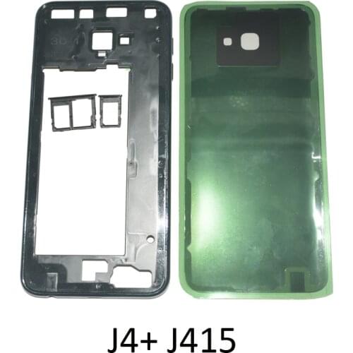 For Samsung J4+ J6+ J415F J415FN J415G J415 J610F J610FN J610G Original Chassis Back Cover Housing Bezel Middle Frame + Glue