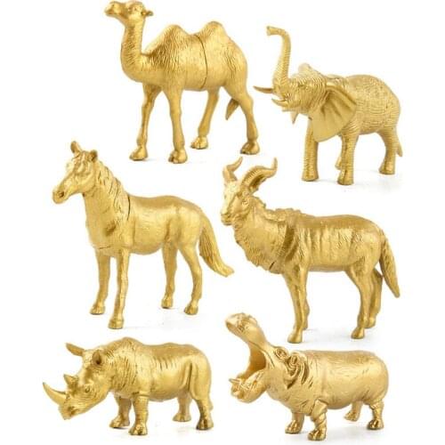 10/12pcs/set PVC WildAnimal Figures Simulation Model Figurine Statue Golden Educational Forest Toys For Childs Birthday Gift