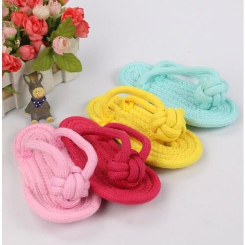 Pet Cotton Rope Slippers Toy Bite-resistant Molar Multi-color Dog Toy Creative Cotton Rope Pet Shoes Toys