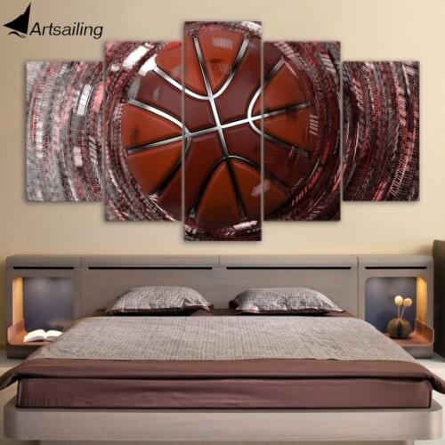 5 Piece HD Printed Canvas Painting Speed Shooting Basketball Wall Pictures for Living Room Bedroom Modular Home Decor CU-2949A