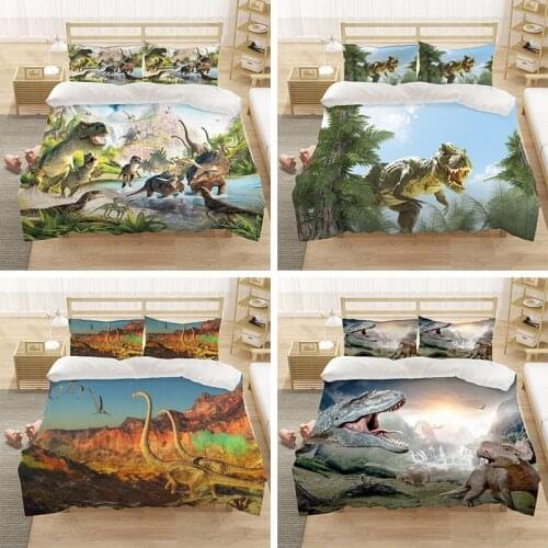 Dinosaurs Bedding set 100% Polyester Child Boys Bed Linen Kid Bedclothes Cartoon Bed Set Aniaml Duvet Cover Set