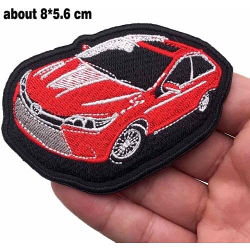 RED CAR iron on backing funny punk rock embroidered biker motorcycle patches for vest