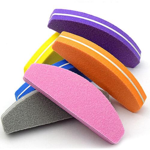Mini Moon Style Sponge Nail File Buffer Washable Double-Side Emery Board Nail Buffering Block 100/180 Sandpaper Buffer Tools