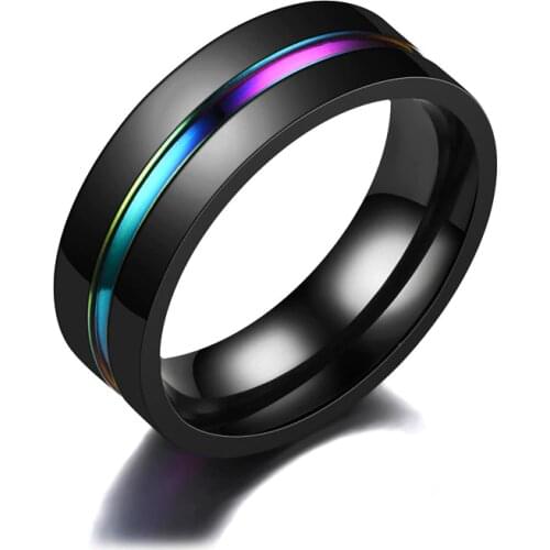MIQIAO Stainless Steel Titanium Black Mix Color Vintage Hip Hop Simple Bague Rings for Men Women Couple Friends Gift Jewelry Ane