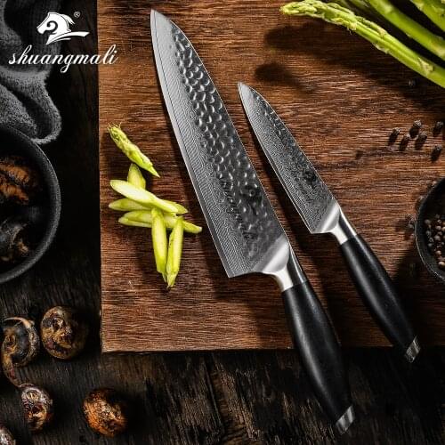 Professional 2pcs Kitchen Knife Set Damascus Steel Chef Knives 67 Layers VG10 Kitchen Cooking Tools G10 Handle Cleaver Fruit