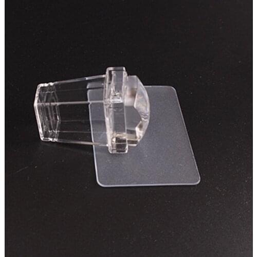 Nail Art Templates Pure Clear Jelly Silicone Nail Stamping Plates Scraper With Cap Transparent Nail Stamp Nail Art