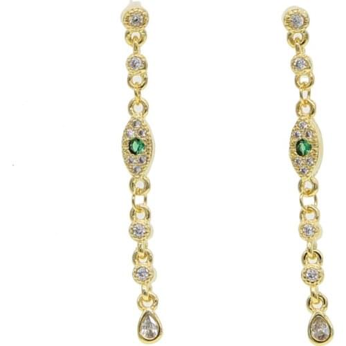 2018 New CZ eye Charming Cute Evil Eye Statement Dangle Earrings Long chain Women Earrings boucles d'oreilles