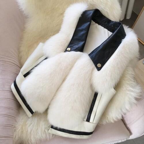2021 Spring Winter Woman New Fashion Fur Imitation Coats Female Short Fur Coat Vest Overwear Ladies Open Stitch Overcoat Q248