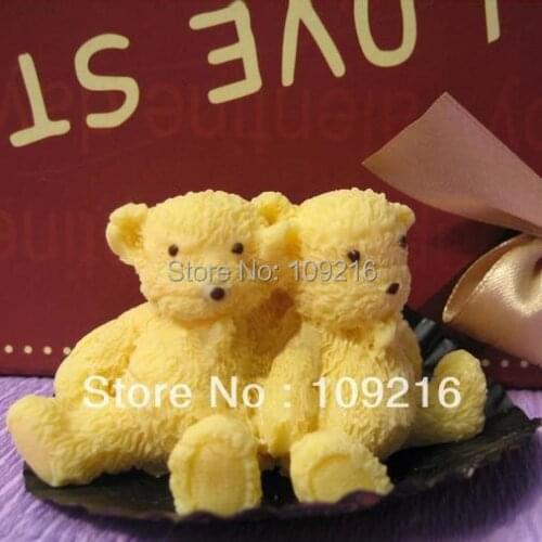 Wholesale!!!1pcs Parent-Child Bear (R0592) Silicone Handmade Soap Mold Crafts DIY Mold