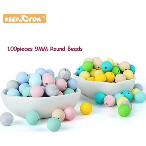 Wholesale Baby Silicone 9mm Round Beads 100pcs BPA Free DIY Nipple Chain Accessories Newborn Chewing Silicone Teether Baby Toys