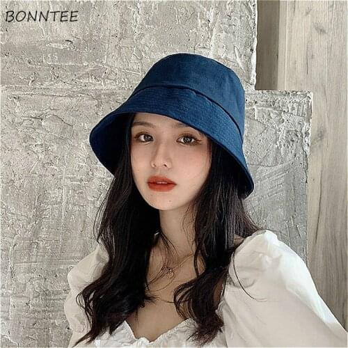 Bucket Hats Women Neutral Leisure Outdoor Beach Trendy Aesthetic BF Fisherman Students Caps Female Adult Sun-proof Campaniform