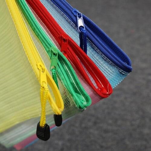 Plastic Zipper Bag File Storage Document Protective Folder School Stationery Grid Zipper File Bag Data Bag Storage Bag Bill Bag