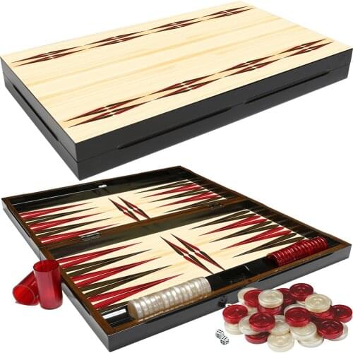 Backgammon Luxury Board Wooden Set XXL A+ QUALITY Polished Cream Checkers Family Party Adult Entertainment Games