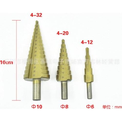 Hex Titanium Step Cone Drill Bit Hole Cutter 4-12MM 4-20MM 4-32MM HSS 4241 For Sheet Metal Hole opener