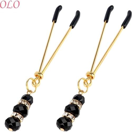 OLO Adjustable Clit Clamp with Jewelry Adult Game 1 Pair SM Nipple Clamps Breast Labia Clips Sex Toys for Couples
