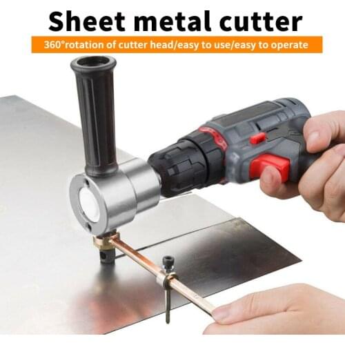 Double Head Sheet Nibble Metal Nibbler Saw Cutter 360 Degree Adjustable Drill Attachment with Extra Punch Free Cutting Tool