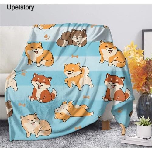 Upetstory Shiba Inu Printed Blanket Cartoon Sherpa Fleece Blankets Throws on Bed/Crib/Couch 150x200CM Baby Girls Boys Kids Gift