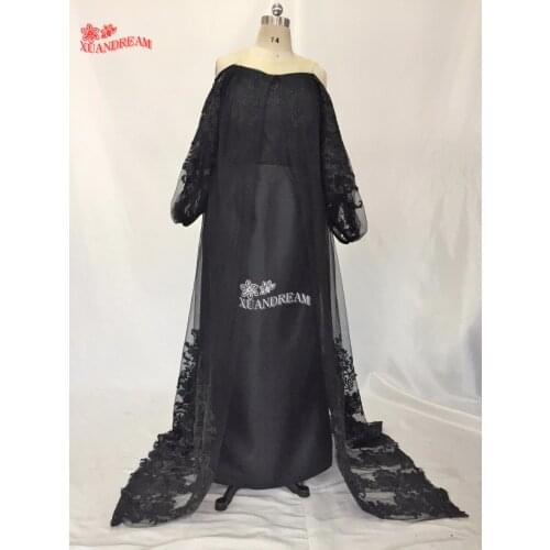 2019 Arabic style new coming evening gown long sleeves with train high quality bling bling evening dresses made in china XD-18