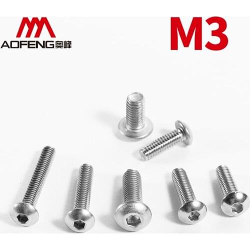304 Stainless Steel Hexagon Socket Pan Head Screws M3 x 4 5 6 8 10 40 45 50 mm Cup Head Heaxagon Socket Bolts
