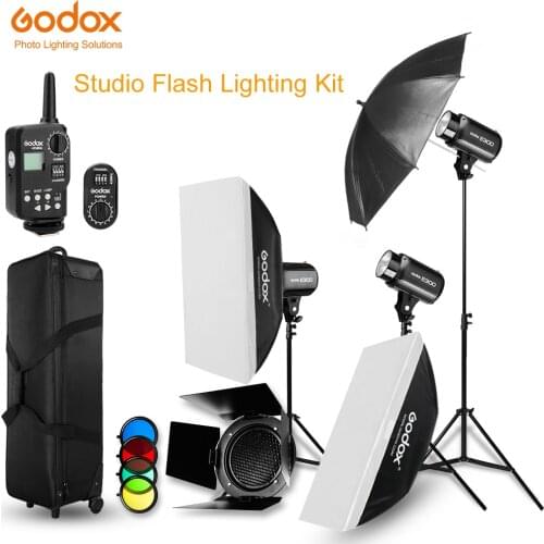 Godox Strobe Studio Flash Light Kit 900W Photographic Lighting -Strobes, Barn Doors, Light Stands, Triggers, Umbrellas, Soft Box