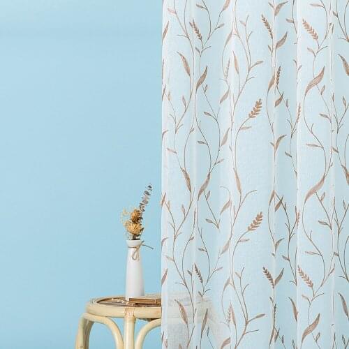 Vine Branches Embroidered White Tulle Sheer Window Curtains for Home Living Room Bedroom Decoration in the Kitchen Cafe Curtain