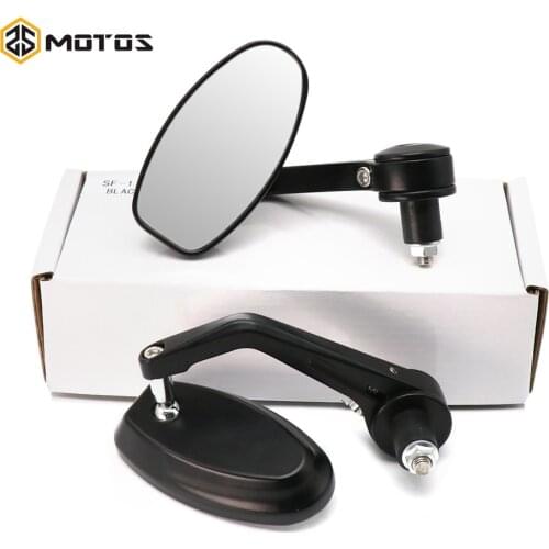 ZS MOTOS 18mm Black 7/8" Handlebar End Mirrors Oval Custom Classic Side Mirrors ATV Quad Rearview Mirrors Motorcycle Accessories