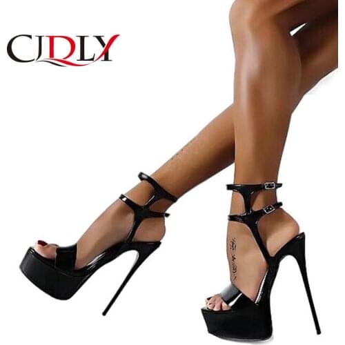 CJDLY Women High Heels Sandals 16cm Shoes Women Gladiator Platform Sandals Sexy Stripper Shoes Party Pumps Size 35-46