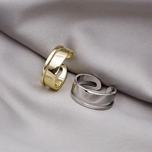 Fashion Simple Style Double Layer Opening Ring For Women Girls Punk Personality Adjustable Finger Jewelry Party Gifts