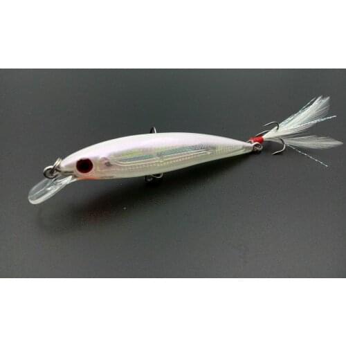 1Pcs 8g/9cm Lifelike Minnow Fishing Lure ABS Hard Bait Feather Hooks Wobblers Jerkbait Tackle Isca Artificial Bait Crankbait