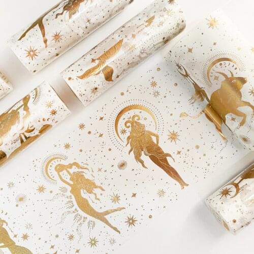 1pcs Constellation Washi Tape 12cm*5m Muse and Star Moon Gold Silver Color Adhesive Masking Tapes Diary Decoration Stickers F652