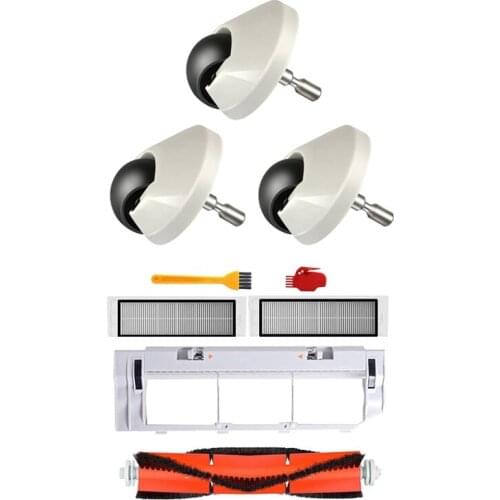 3Pcs Casters Front Wheel With HEPA Filter Main Brush Dust Box For Xiaomi 1S MI Robot Vacuum 2 S50 S51 S5 Vacuum Cleaner