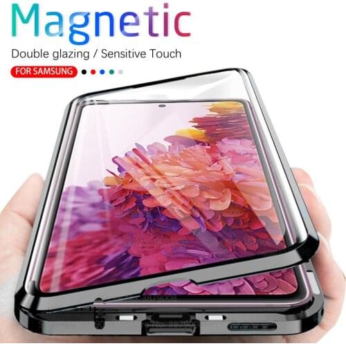 360° Full Magnetic Flip Case For Samsung Galaxy S20 FE S 20 Fan Edition S20EF 5G 6.5" Double Sided Metal Edge Glass Phone Cover