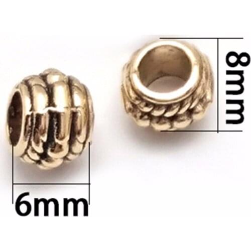 6x8mm Antique Gold Mix 30pcs Tube Spacer Beads Metal Round Beads for Jewelry DIY Findings