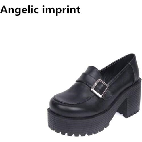 Angelic imprint handmade woman mori girl lolita cosplay shoes lady high heels pumps women student princess dress party shoes 8cm