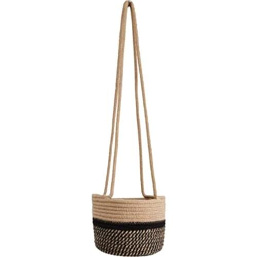 Bamboo Basket Rattan Straw Home Decor Collapsible Wall Hanging Flowerpot